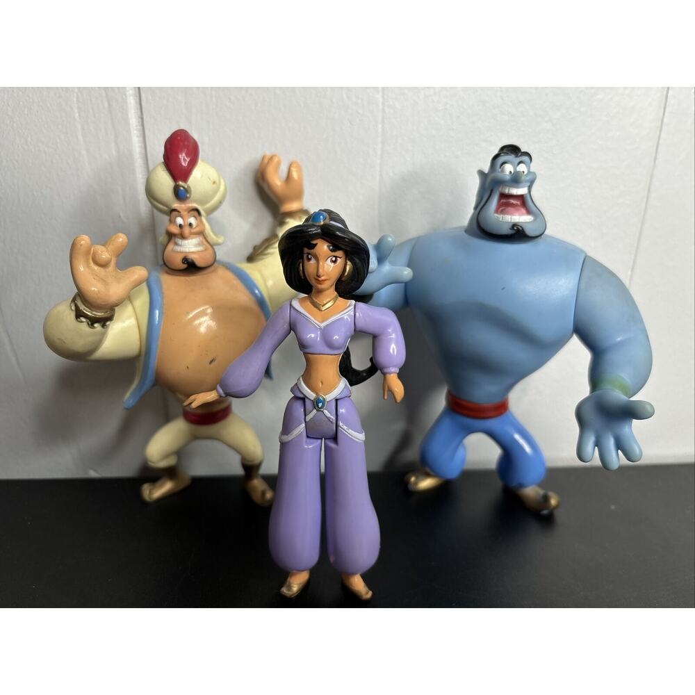 Disney Aladdin Mattel Action Figures Lot Genie Jasmine Parade Leader 1992 1993 - Picture 1 of 8